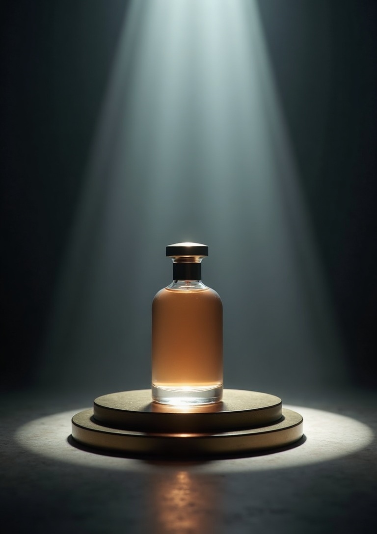 The same perfume bottle in a generated campaign scene
